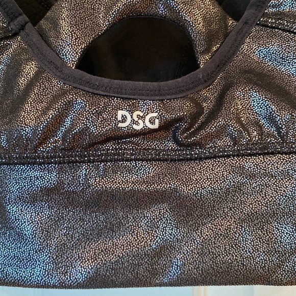 XS, DSG Back Sparkly Sports Bra Active Top Dance Festival Wear Silver Sparkle - Picture 3 of 16